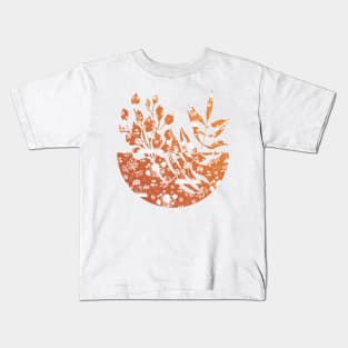 Orange and White Wild Flowers Pattern Kids T-Shirt